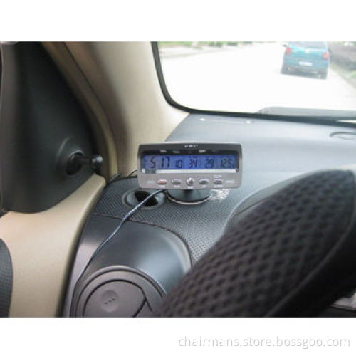 Luminous LED Car Clock with Thermometer, Voltmeter, 12/24-hour Switch, Sized 11 x 6 x 4cm